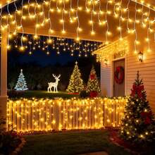 1pc 8-Function Battery Box Halloween Decoration Christmas Tree Decoration 45/80/96/150 Lights Icicle String Lights Birthday Wedding New Year Party Indoor String Lights Outdoor Eaves String Lights - Battery-powered Fairy Lights - View 8