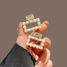 7/5/1pc Women's Pearl Rhinestone Small Claw Hair Clips, Luxury Elegant Half-Up Hair Clips, Elegant Metal Hair Claws, Versatile Daily Bangs & Loose Hair Clips, Exquisite Hair Accessories - Gold - View 2