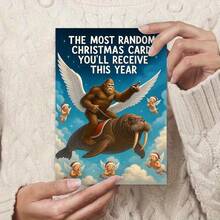 1pc Perfect Christmas Gift - Most Random Christmas Card, Featuring A Flying Bigfoot Riding On A Walrus's Back With Angelic Companions. Perfect For Quirky Friends, Family Or Colleagues Who Love Unique Holiday Humor JXJZ - Sets - View 6