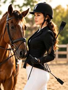 1PC /50cm Riding Crop Whip Equestrianism Horse Crop PU Leather Double Slapper Whip With Handwoven Handle For Horse Training Horse Riding Accessories - Multicolor - View 1