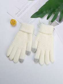 Winter Gloves - Unisex Cold Weather Gloves, 1 Pair Elastic Cuff Knit Touchscreen Gloves - A - View 14