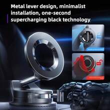 Car Phone Holder, 1-Second Press Metal Telescopic Pole Maximum Vacuum Magnetic Suction Cup Phone Mount, Rotatable & Foldable, Reusable, Suitable For Multiple Materials - One Size - View 3