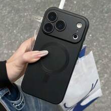 Magnetic Compatible With Iphone 18 Pro Max Cover, Built-In Camera Lens Protector, Slim Thin Soft Silicone Bumper Shockproof Metallic Luster Phone Case,Compatible With IPhone 17 16e 15 14 13 12 11 Pro Plus - Black - View 1