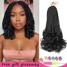 1/6 Pack, Women's Crochet Wig, 14-24 Inch Crochet Braid, Box Braid, French Curl, Pre-Wound Crochet Wig, Short French Curl Crochet Braid, Curled Ends, Hair Extensions, Includes Wig Tools - Multicolor - View 2