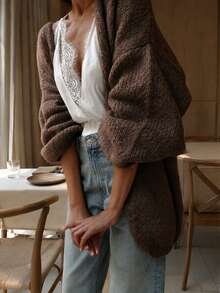 Women's New Autumn V-Neck Long Sleeve Jacket, Gentle French Style, Suitable For Daily Commute And Travel - Dark Tea Brown - View 2