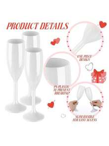 4/6 chiếc ly champagne nhựa không vỡ, ly uống nước nhựa tái sử dụng, phù hợp cho tiệc tùng, đám cưới, ngày lễ, lựa chọn lý tưởng cho các dịp kỷ niệm - Xem 2