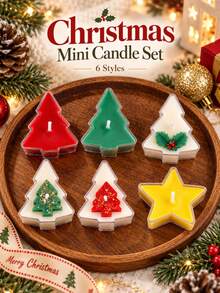 4/8/12pcs Christmas Mini Candle Set, Tree And Star Shaped, Holiday Decorative Candles, Suitable For Christmas Table Decor, Gift Boxes, Party Favors, Home Decor, Seasonal Display, Christmas Stocking Fillers And Winter Celebration Home Gifts - Multi-color - View 5