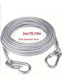 1 Set Stainless Steel Clothesline, Portable Indoor/Outdoor Laundry Use, Camping Accessory, Suitable For Bathroom And Dorm, Dog Leash, Multi-Purpose, Galvanized Steel Wire Rope, 2mm Thick - Multicolor - View 14