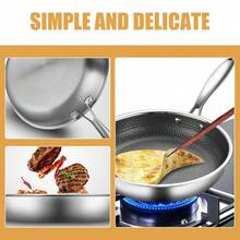 Stainless Steel Frying Pan - Uncoated, Non Stick, Suitable For Induction Cookers And Kitchen Cooking, Can Be Used For Seafood Pots - View 5