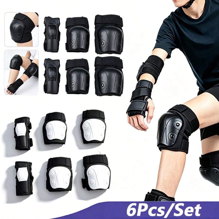 6 In 1 Set, Elbow Pads, Knee Pads, Wrist Guards - For Roller Skates Bike Cycling Skateboard Scooter