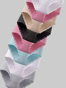 8pcs Girls Seamless Underwear Mid Waist Heart Lace Trim Briefs Soft Comfortable Tween Girl Panties For Back To School Daily Wear - Multicolor - View 4