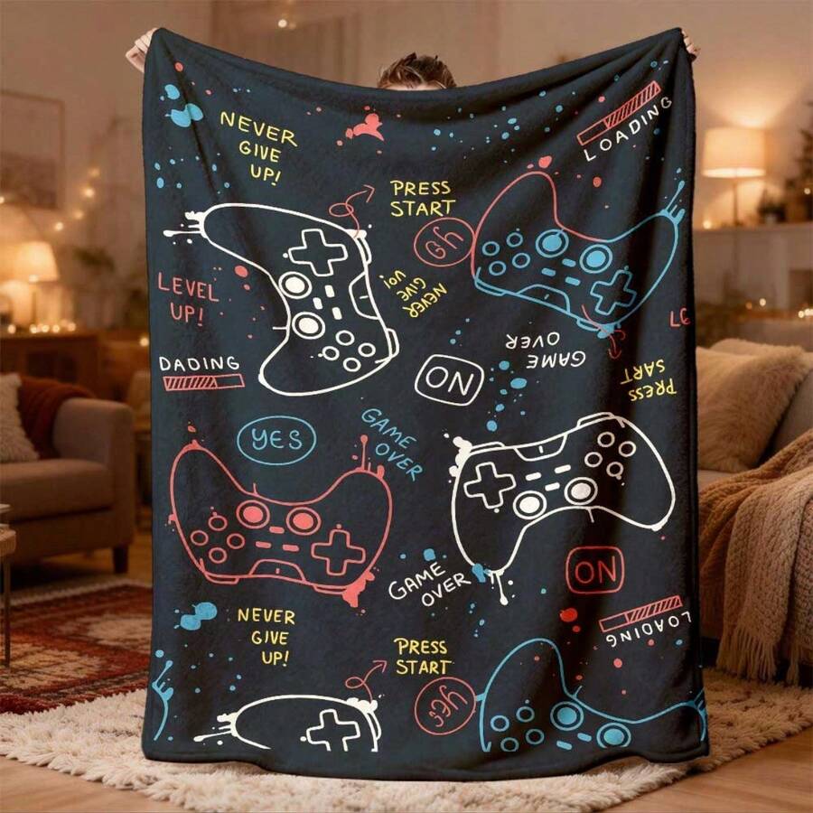 2026 New Comfortable Gaming Controller Flannel Blanket, Soft And Warm, Suitable For Sofa, Bed, Office Or Travel, Ideal Gift For Gamers - Multicolor - View 1
