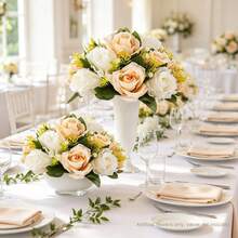 2Pcs Faux Rose Balls - Boho Table Centerpieces, Pink-White/White/Champagne Fake Flower Decor For Wedding/Birthday/ Dining Table,Home Decor & Party, Reusable Low-Maintenance Floral Balls - Multicolor - View 13