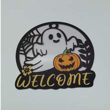Cross-Border Halloween Round Acrylic Ghost Pumpkin Hanging Sign, Holiday Party Welcome Door Wall Decor - Multicolor - View 6