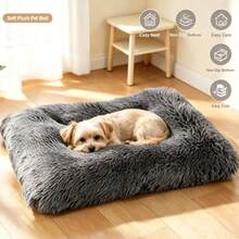 Long Fur Soft Cotton Plush Dog Bed, Warm For Winter, Removable And Washable, Cat Bed, Suitable For Small And Large Dogs, All-Season Pet Bed - Dark Grey - View 6
