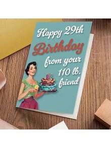 1pc Vintage Style Birthday Card, Suitable For Best Friend - Humorous 29th Birthday Wishes, With Envelope, Suitable For Women's Birthday Gift, Friendship Celebration Gift, Small Business Thank You Card - Multicolor - View 7