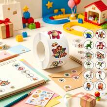 1pc Fun Cartoon Character Round Sticker Set, Various Pattern Self-Adhesive Round Decals, Multi-Purpose Decorative Sticker Labels, Perfect For Theme Birthday Party, DIY Craft Party Favors, Classroom Prizes, Scrapbooking And Celebration Decoration Kit Supplies - Multicolor - View 3