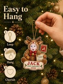 Personalized Name Christmas Tree Ornament, Custom Photo Holiday Hanging Decor With Baby Portrait, First Christmas Keepsake For Families, Acrylic Ornament For Mantel And Tree Display, Gift For New Parents, Grandparents And Christmas Celebrations - Multi-color - View 4
