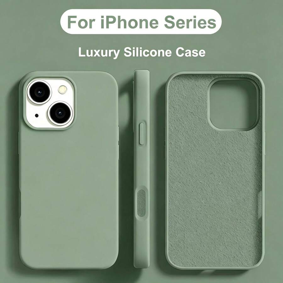 Case Compatible With Iphone 13 14 15, [Military-Grade Shock Protection] Silicone Case With Soft, Scratch-Resistant Microfiber Lining Case Compatible With Iphone 16 Pro Max 17 Pro Max 18 Pro Max XS Max XR 7 8 Plus SE2022 6s 6s Plus 12 Mini 11 - Light Green - View 1