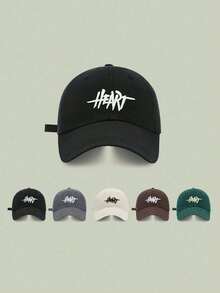 1pc Women's Colorful Embroidered Baseball Cap With 'Heart' Letter, Fashionable Design, Spring And Summer Sunshade Cap - A - View 9