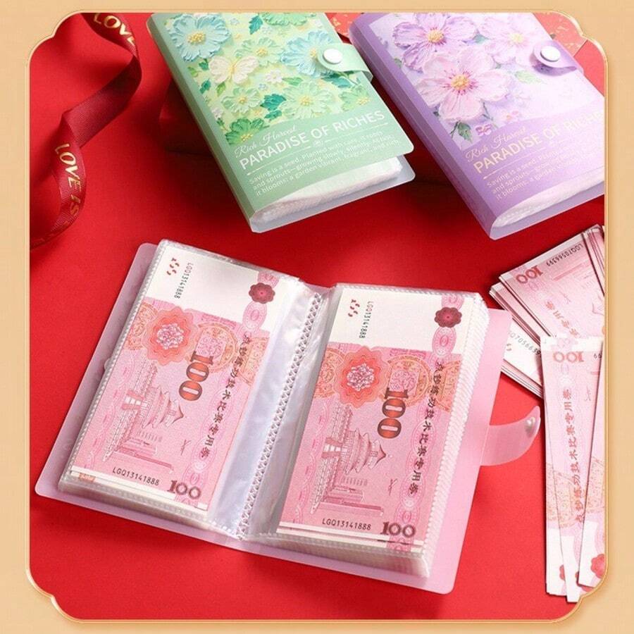 Cash Management Manual, Transparent Pocket Pouch, Savings Book, Portable Cash Storage Box, Mini Photo Card Holder, Notebook For Organizing Cash, Photos, Banknotes And Daily Items, Convenient For Budget Planning - Multicolor - View 1
