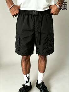 mulinsen Men's Cargo Shorts With Decorative Belt | Multi-Pocket | Breathable Quick-Dry | Loose Fit, Suitable For Summer Outdoor Hiking - Black - View 6