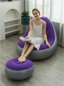 Sofa dan Sandaran Kaki Tiup, Kursi Sofa Lipat Portabel dengan Sandaran Kaki, Cocok untuk Ruang Tamu, Kamar Tidur, Luar Ruangan, Balkon, dan Berkemah, Hadiah Terbaik untuk Keluarga: Sofa Paling Nyaman - Model baru - View 15
