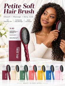 Oval Cushion Hair Brush, Soft Detangling Styling Brush With Rounded Pin Tips And Ergonomic Handle For Straight Wavy Curly Thick Hair, Daily Smoothing, Scalp Care, Home Travel Use, Multi-Color Options - Stylish Detangling Brush - View 1