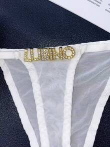 Custom Gold Pendant Thong Personalized Pendant Thong Customizable With Any Name Custom Thong Bikini Couple Gift - White - View 8