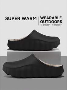 Sandal Rumah Pria MAOLI EVA Shell Warna Polos Lembut Ringan Elastis Cocok Untuk Olahraga Luar Ruangan Pakaian Kasual Cocok Untuk Penggunaan di Rumah Desain Berlubang Sol Bergelombang Unisex Ujung Bulat Sandal Selop Setengah Tertutup CN36-45 - Hitam - View 9