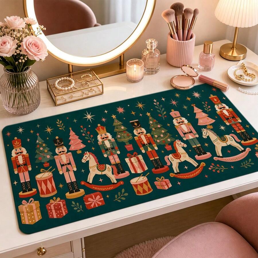 Retro Nutcracker Large Mouse Pad, Christmas Gaming Desk Mat, Extended Keyboard Pad , Polyester Surface With Rubber Base For Office, Home Computer Setup, Holiday Decor And Gamer Gifts 3 Sizes Available - View 1