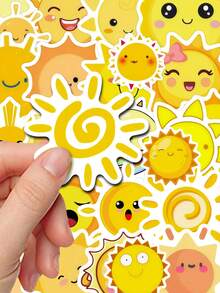50pcs Cute Cartoon Sun Vinyl Stickers - Reusable, Vibrant Colors - Suitable For Laptops, Water Bottles, Skateboards, Etc. - Perfect As Birthday Party Gifts, Fun Stickers - Multicolor - View 3