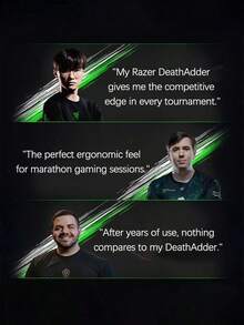 Mouse Gaming Razer DeathAdder Standard Edition: Akurasi pelacakan sekelas Esports, akselerasi simetris, fungsi plug-and-play, panel samping anti selip, kompatibel dengan laptop dan desktop - Hitam - View 6
