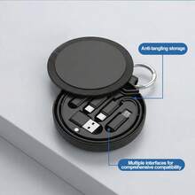 Multifunctional Round Shell Data Cable Box, Fast Charging Multifunctional Magnetized Hanging Cable Adapter Connector Data Cable Box, Six-In-One New Data Cable Storage Box Set, Data Cable And Storage Box Combination, Data Transmission And Adapter Data Cable Set, Data Cable Storage - Multicolor - View 6