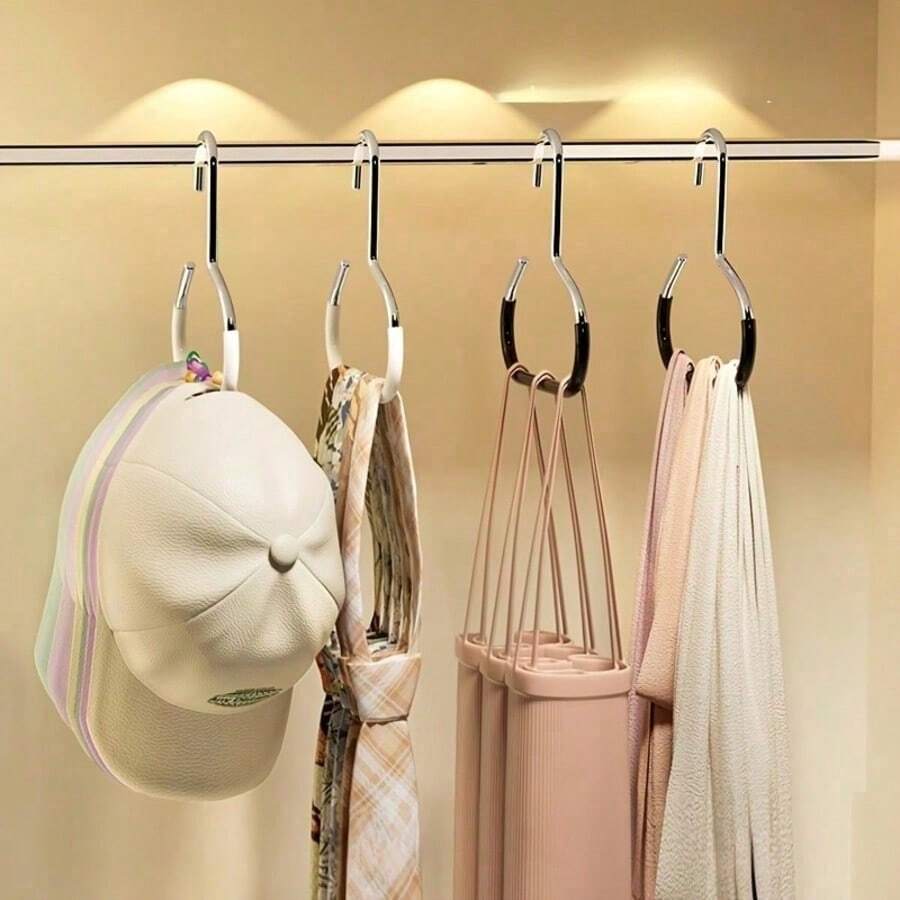 10pcs/6pcs/3pcs/1pc Multi-Functional Anti-Slip Hooks, Suitable For Metal Round Hooks, Hats, Underwear, Ties, Scarves, Belts And Other Items. Can Be Used In Home, Dormitory, Hotel, Bathroom, Bedroom And Closet Storage Racks.