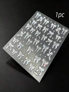 2/1pc Exquisite Butterfly Wings Nail Art Stickers Self-Adhesive Fragrance-Free Suitable For Hand And Foot Decoration Elegant Design Easy To Apply Suitable For Autumn, Halloween, Christmas DIY Manicure - White - View 10
