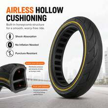 10*2.125 Honeycomb Solid Tire With Yellow Side Rim, Non-Pneumatic Replacement Outer Tire For Ninebot F20/F25/F30/F40 Electric Scooter - Black - View 5