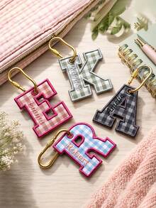 Embroidered Initial Bag Tag, Personalized Name Tag For Keychain, Fabric Patch Key Ring, Kids Backpack Tag, Back To School Gift, Small Gift - Multicolor - View 4