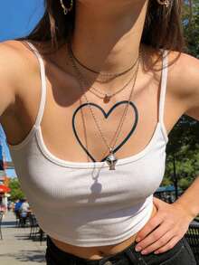Herbal Juice Semi-Permanent Tattoo Sticker, Personalized Minimalist Heart Pattern, 14-Day Fade-Resistant, Music Festival Party Gift, Arm Shoulder Neck Collarbone Body Temporary Tattoo Sticker, 1pc/Pack - Blue - View 4