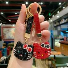 Hasbro New Double-Sided Rhinestone Cute KT Cat Keychain Pendant, Premium Girls Bag Charm, Car Decor Hanging Ornament - One Size - View 4