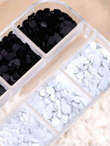 Mixed Size 3D Black & White Mini Polka Dot Nail Art Decor Small Round Glitter Sequins Handmade Decoration - Multicolor - View 4