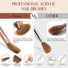 3pcs Acrylic Nail Brushes, Sizes 8/10/14, Professional Nail Brushes For Acrylic Powder Application, Nail Extension And 3D Nail Art Carving, Suitable For DIY Home Manicure Salon Nail Tools - Apricot - View 4