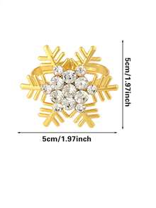6/12pcs, Christmas Rhinestone Snowflake Napkin Rings, Suitable For Christmas Restaurant Table Decorations, Christmas Napkin Rings, Napkin Clips, Christmas Napkin Holders, Christmas Party Napkin Rings. - Multicolor - View 3