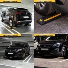 2PCS Heavy-Duty Rubber Parking Block, 52CM, With Reflective Stripes, Heavy-Duty, Including Screws And Anchors, Very Suitable For Cars, Trucks, RVs, Trailers, And Garages, The Best Roadside Parking Block - 4 Pieces - View 10