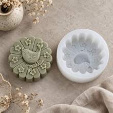3D 鳥花矽膠皂模,圓形花卉浮雕手工皂模具,適用 DIY 皂製作、沐浴皂、婚禮伴手禮、禮品皂、居家 SPA 手作用品 - A - 查看 6