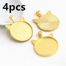 4Pcs 25mm Inner Size Cat Head Shape Alloy Pendant Cabochons Blank Base Setting Bezel Tray DIY Jewelry Making Accessories - Cat Head - View 8
