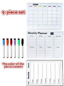 1pc Erasable Magnetic Refrigerator Calendar Whiteboard, Suitable For Monthly Planner, Kitchen Chore List, To-Do List, School Supplies, Back To School, No Residue, White Surface, Easy To Clean, Reusable - one-size - View 8
