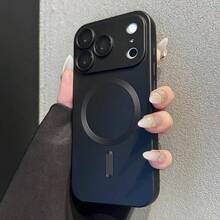Magnetic Compatible With Iphone 18 Pro Max Cover, Built-In Camera Lens Protector, Slim Thin Soft Silicone Bumper Shockproof Metallic Luster Phone Case,Compatible With IPhone 17 16e 15 14 13 12 11 Pro Plus - Black - View 5