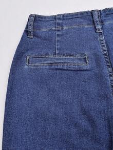 Y2K Women Street Ankle-Length Jeans Stretchy High Waist Distressed Ripped Raw Fray Hem Slim Fit Slant Pockets Cropped Denim Pants Office Fall Clothes - Medium Wash - View 8