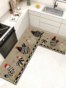 1pc Three Adorable Little Chicks Kitchen Mat, 0.6mm Plush Velvet, Soft And Machine Washable, Suitable For Kitchens, Corridors, Bathrooms, Living Rooms, Outdoor Entrances, And Toilets, Usable Year-Round And Appropriate For Various Occasions. - Multicolor - View 2